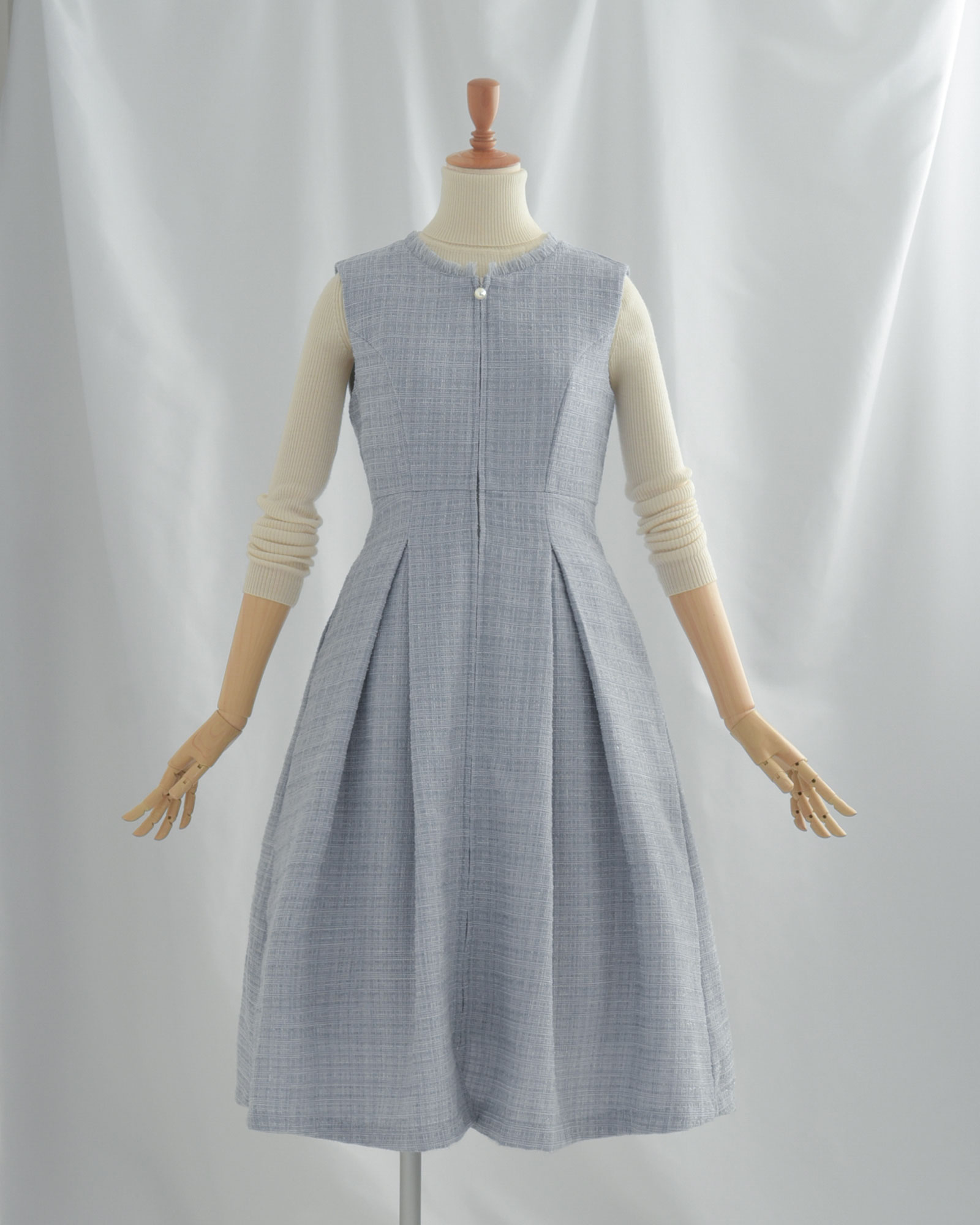 ツイード ワンピース セレナ】お色展開：ブルー,イエロー ／ サイズ