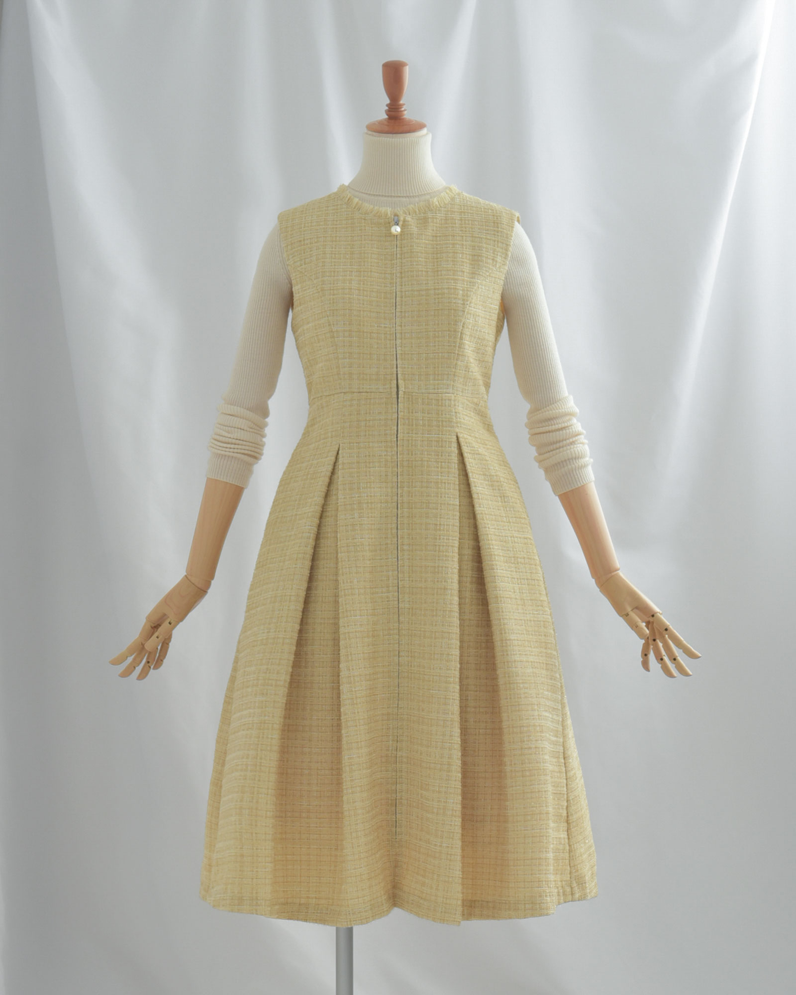 ツイード ワンピース セレナ】お色展開：ブルー,イエロー ／ サイズ