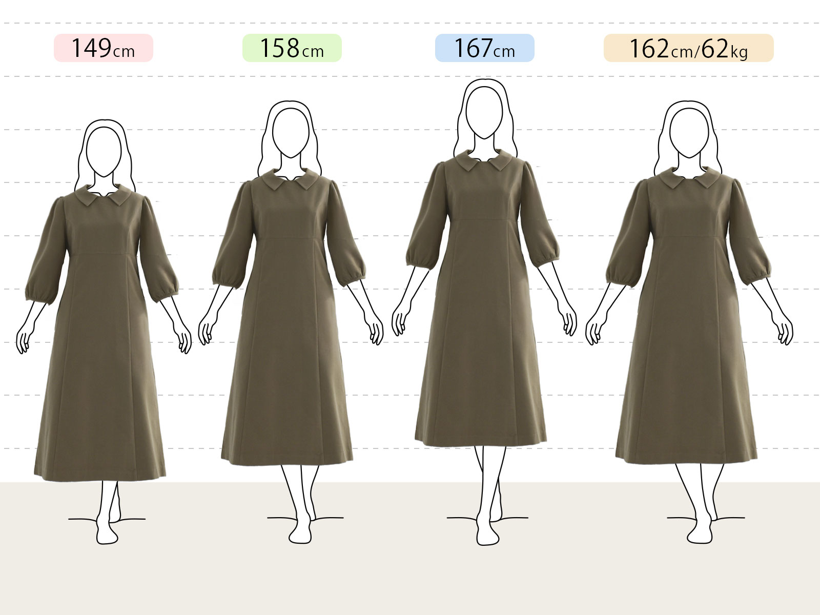 上品襟とぽわん袖できれい見えするOnepiece Cheryl着用イメージ｜レジーナ【神戸ワンピース専門店】