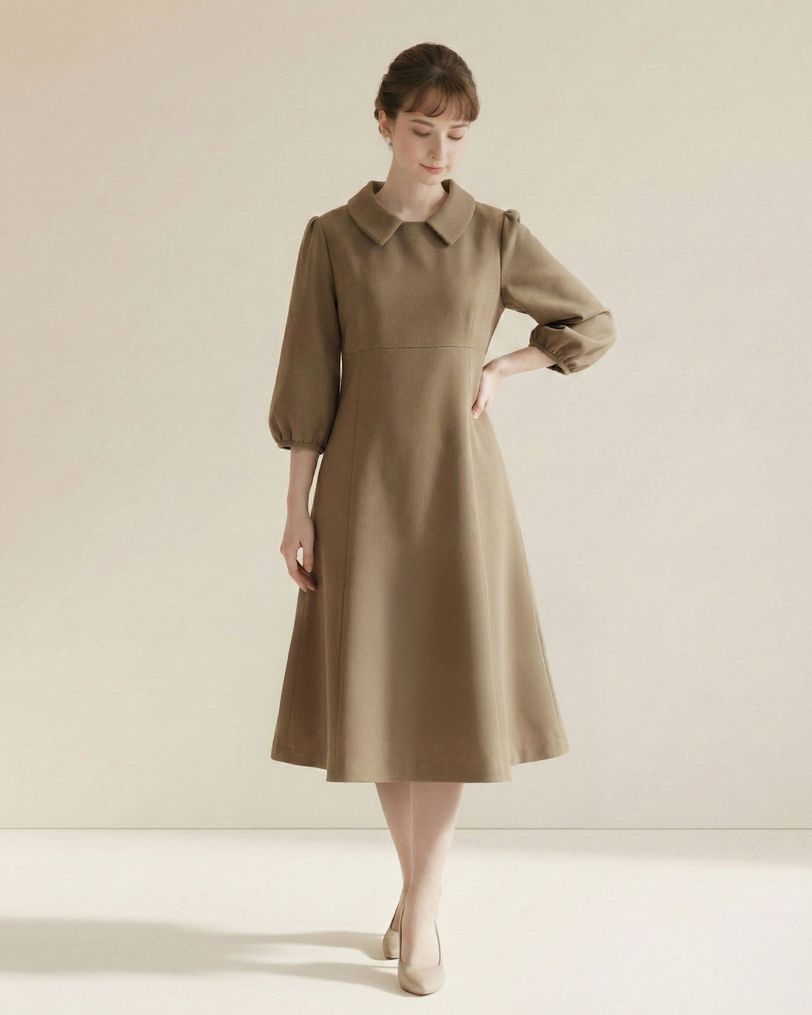 スペシャリテ【ワンピース シェリル】お色展開：ホワイト,ブラウン