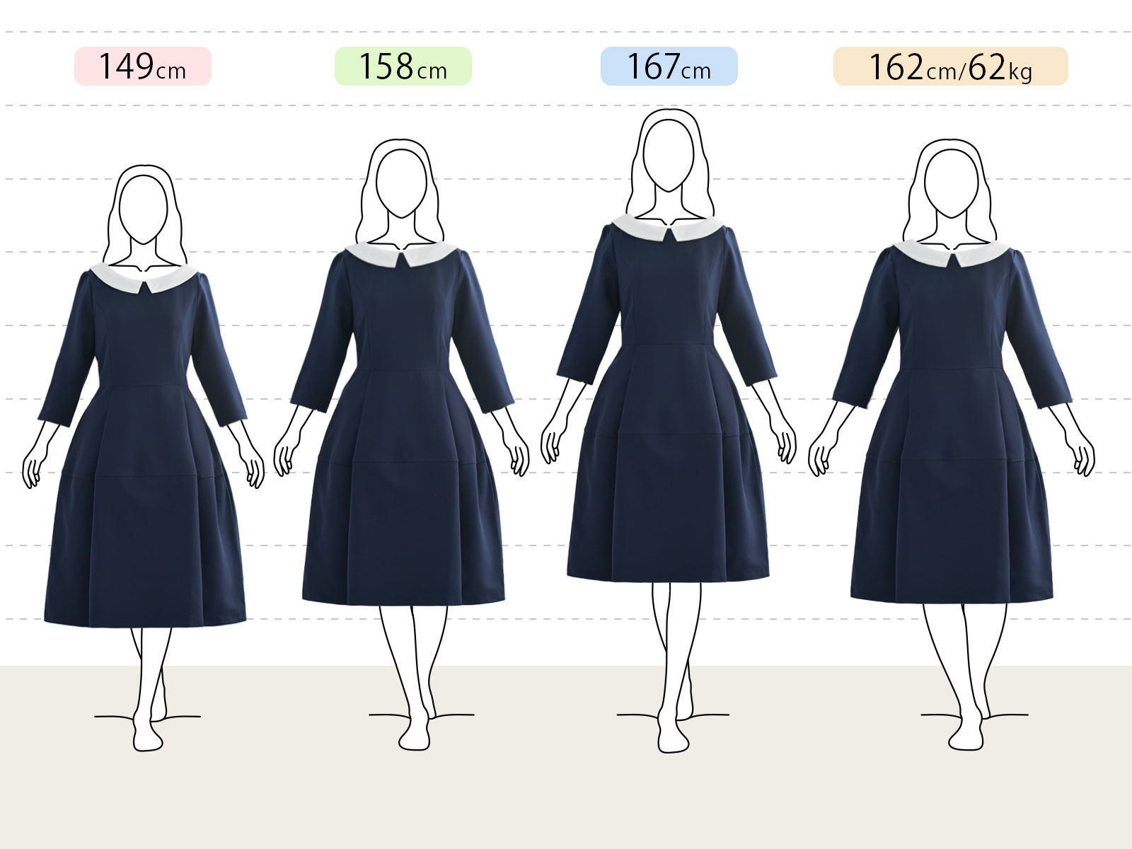 レジーナリスレ❤️ワンピ❤️ キレイ ワンピ セーラ】お色展開：ブラック,ネイビー ／ サイズ