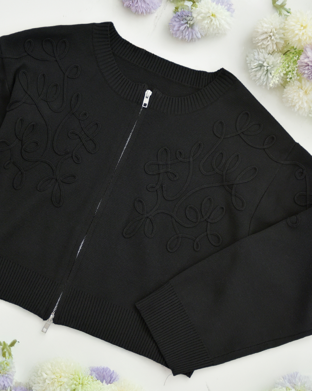 カーディガン カシス】 お色展開：ブラック ／ サイズ展開：Free